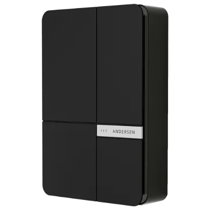 Andersen A2 22kW 6.5m Tethered EV Charger Midnight Black Metal Base & Metal Front Cover