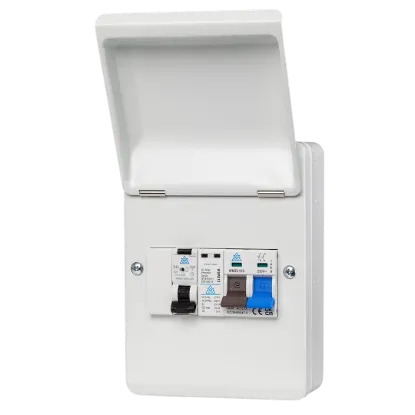 Whitecliffe Weatherproof EV Consumer Unit - 40A Type A B Curve RCBO + SPD (WPRC40BSP)