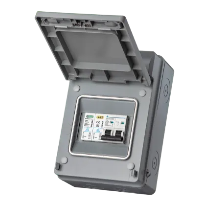 Whitecliffe Weatherproof EV Consumer Unit - 40A Type A C Curve RCBO + SPD Grey (WPRC40CSP)